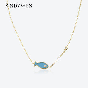 925 Silver Spring Fish Choker Necklace for Girls