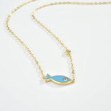925 Silver Spring Fish Choker Necklace for Girls