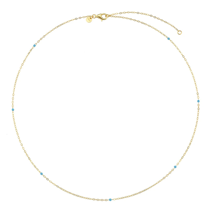 925 Silver Rainbow Turquoise Enamel Choker Necklace