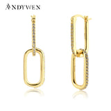 925 Silver Square Hoops Circle Zircon Earrings