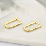 925 Silver Square Hoops Circle Zircon Earrings