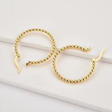 925 Silver Beads Hoops Earrings Rock Punk Piercing Circle Fine Jewelry