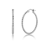 925 Silver Beads Hoops Earrings Rock Punk Piercing Circle Fine Jewelry