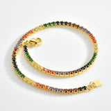 925 Silver Rainbow CZ Tennis Bracelet Women Punk Jewelry
