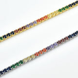 925 Silver Rainbow CZ Tennis Bracelet Women Punk Jewelry