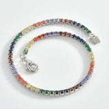 925 Silver Rainbow CZ Tennis Bracelet Women Punk Jewelry