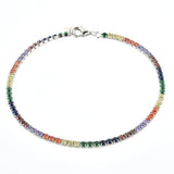 925 Silver Rainbow CZ Tennis Bracelet Women Punk Jewelry
