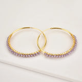 925 Sterling Silver Green Beads Hoop Earrings Moonstone Piercing