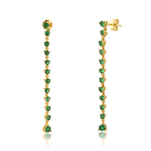 925 Silver 50mm Line Zircon Chain Drop Earring CZ Women Fine Jewelry Party