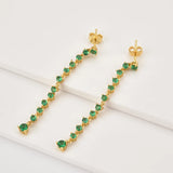925 Silver 50mm Line Zircon Chain Drop Earring CZ Women Fine Jewelry Party