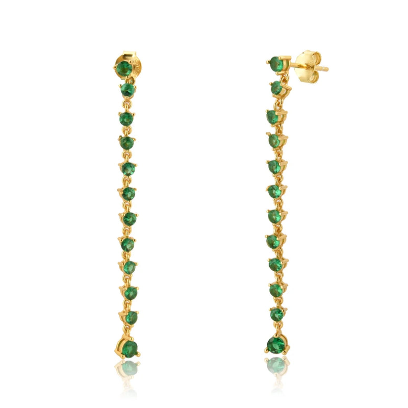925 Silver 50mm Line Zircon Chain Drop Earring CZ Women Fine Jewelry Party