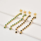 925 Silver 50mm Line Zircon Chain Drop Earring CZ Women Fine Jewelry Party