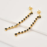 925 Silver 50mm Line Zircon Chain Drop Earring CZ Women Fine Jewelry Party