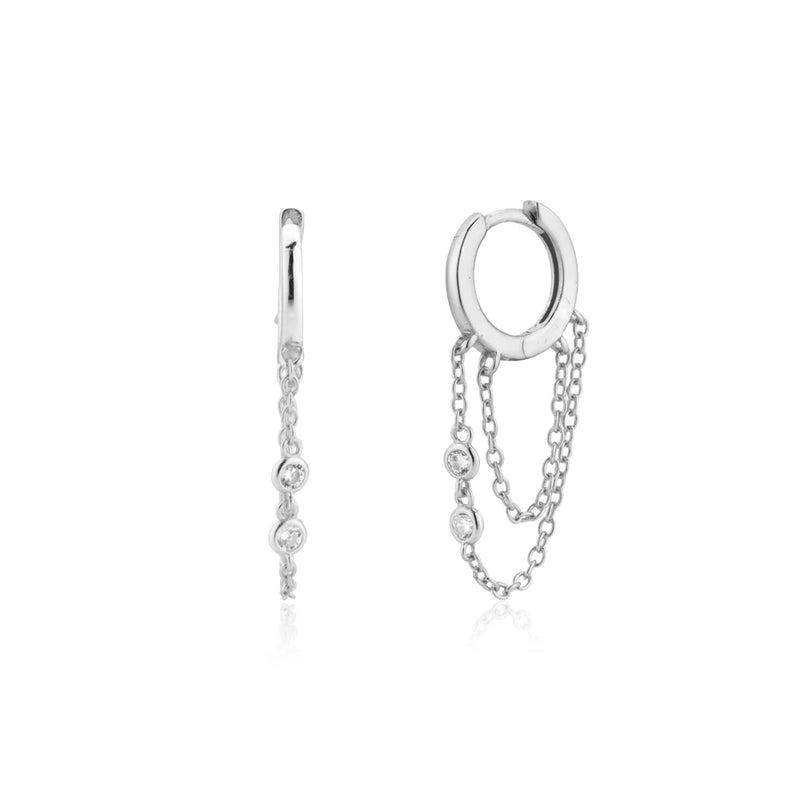 925 Sterling Silver Hoops Drop Earrings Rock Punk Piercing Jewelry