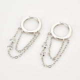 925 Sterling Silver Hoops Drop Earrings Rock Punk Piercing Jewelry
