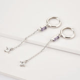 925 Silver Chain Oval Drop Earrings for Women Crystal