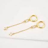 925 Silver Chain Oval Drop Earrings for Women Crystal