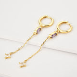 925 Silver Chain Oval Drop Earrings for Women Crystal