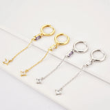 925 Silver Chain Oval Drop Earrings for Women Crystal