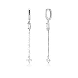 925 Silver Chain Oval Drop Earrings for Women Crystal