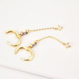 925 Silver Chain Oval Drop Earrings for Women Crystal