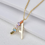 925 Silver Initial Pendant Name Necklace Rainbow Chain Women Gift