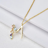 925 Silver Be Self Initial Letter 26 Pendant Necklace Crystal CZ Zircon