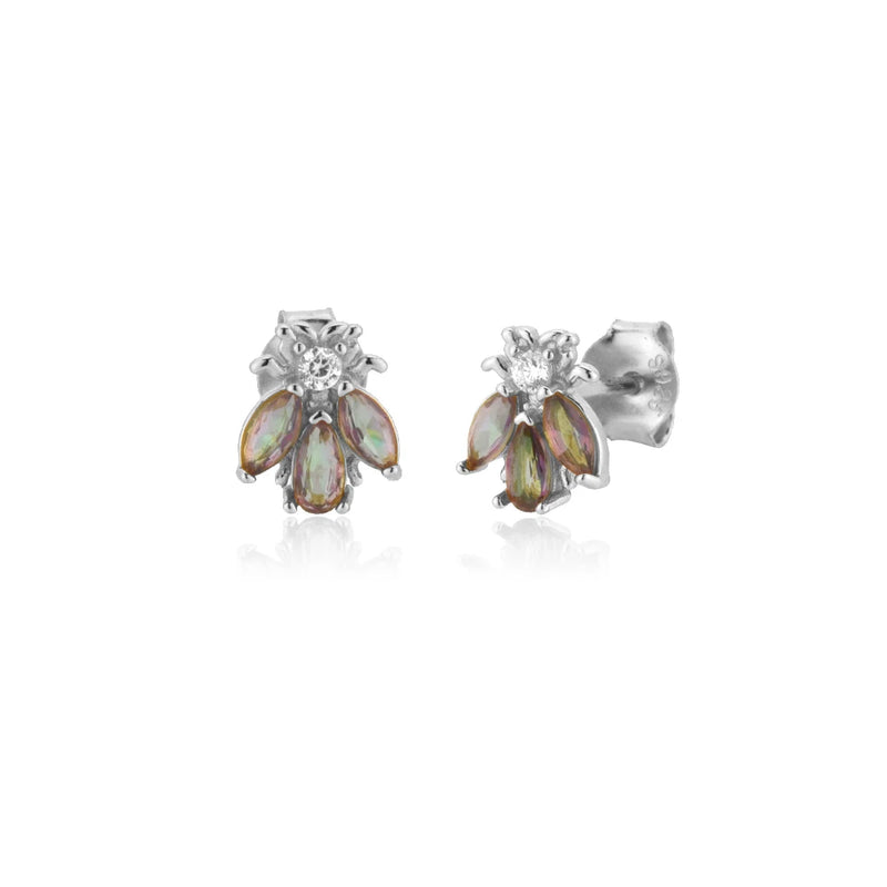 925 Silver Bee Honey Stud Earring Rock Punk Jewelry