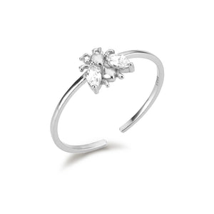 925 Silver Bees Adjustable Ring Women Slim Finger Jewelry