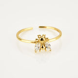 925 Silver Bees Adjustable Ring Women Slim Finger Jewelry
