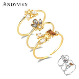 925 Silver Bees Adjustable Ring Women Slim Finger Jewelry