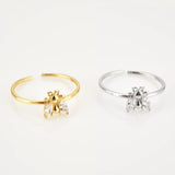 925 Silver Bees Adjustable Ring Women Slim Finger Jewelry