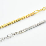 925 Silver Rainbow Tennis Paperclip Bracelet Rock Punk Jewelry
