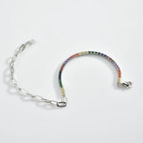 925 Silver Rainbow Tennis Paperclip Bracelet Rock Punk Jewelry