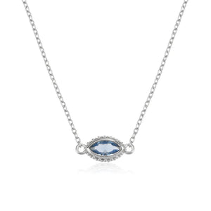 925 Silver Big Eye Charm Pendant Necklace Crystal Wedding Jewelry