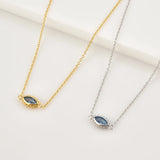 925 Silver Big Eye Charm Pendant Necklace Crystal Wedding Jewelry