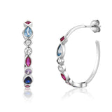 925 Sterling Silver Big Hoops 25mm Circle Rainbow Cross Punk Jewelry CZ