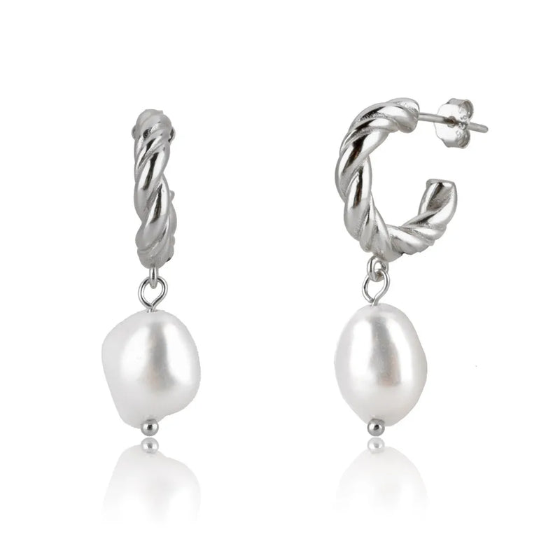 925 Silver Irregular Pearl Drop Earring Fine Jewelry