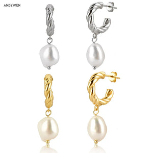 925 Silver Irregular Pearl Drop Earring Fine Jewelry