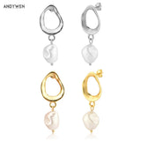 925 Silver Pearl Drop Earring Women Fine Jewelry Classic Irregular Jewels Clip