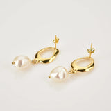 925 Silver Pearl Drop Earring Women Fine Jewelry Classic Irregular Jewels Clip