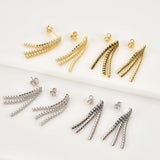 925 Silver Zircon 3 Line Drop Earrings Chain Wedding