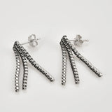 925 Silver Zircon 3 Line Drop Earrings Chain Wedding