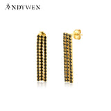 925 Silver Zircon 3 Line Drop Earrings Chain Wedding