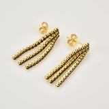 925 Silver Zircon 3 Line Drop Earrings Chain Wedding