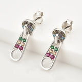 925 Silver Buttons Drop Earring Crystal Jewelry For Women
