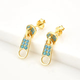 925 Silver Buttons Drop Earring Crystal Jewelry For Women