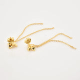 925 Sterling Silver CAMILLE Long Chain Flower Stud Earring Women Jewelry
