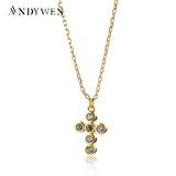 925 Silver Clear Cross Women Chain Necklace Crystal Jewels Party Gift