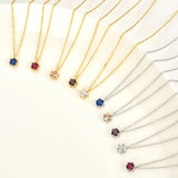 925 Silver Clear Zircon 4.5mm Charm Pendant Necklace Crystal Fine Jewelry